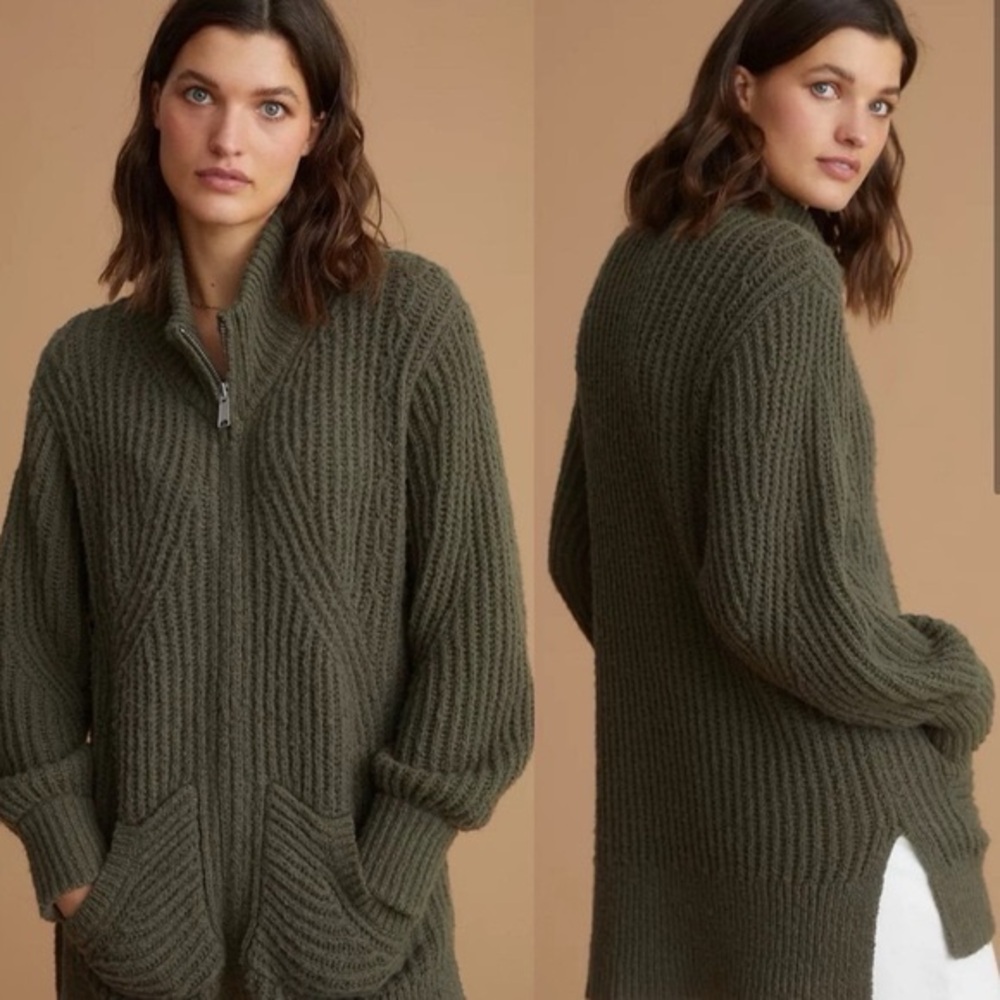 Anthropologie Pilcro Zip Front Longline Cardigan